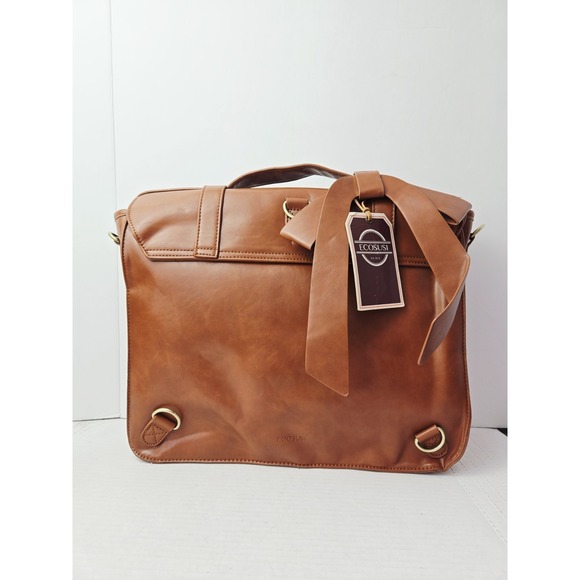 Ecosusi Handbags - Ecosusi Brown Tan‎ Cognac Leather Crossbody Satchel Purse Messenger Bag w/ tag